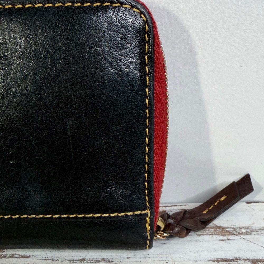 Dooney & Bourke Black Leather Wallet with Red Trim - Picture 10 of 11